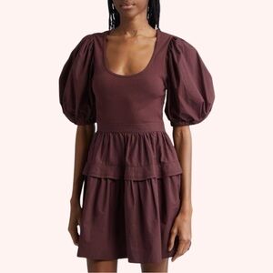 ULLA JOHNSON Tilda Bordeaux Boho Mini Dress Sz Medium